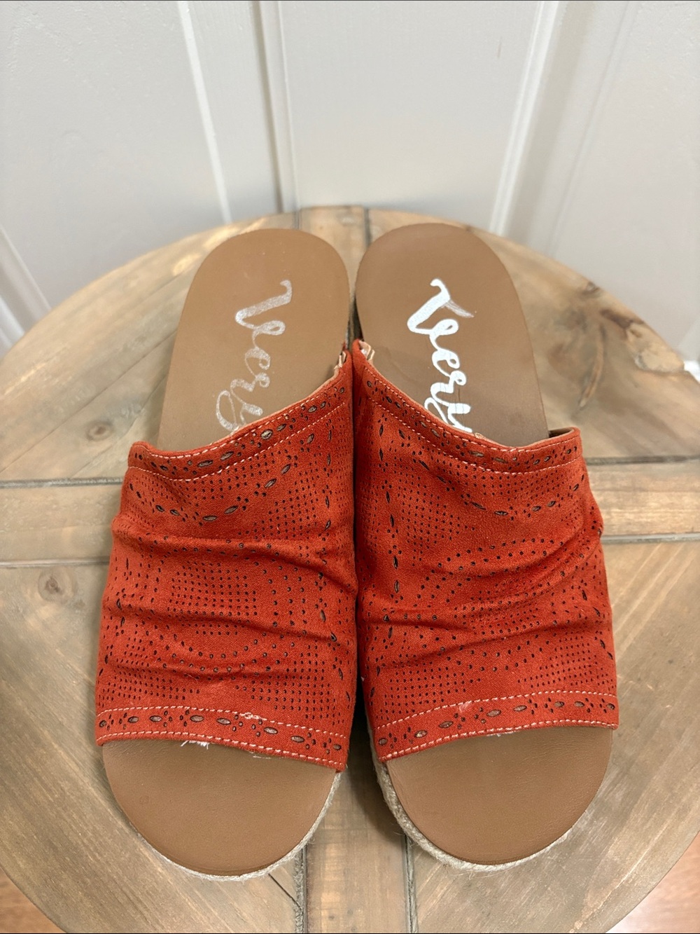 Very G Perforated Wedge Sandals Size 7